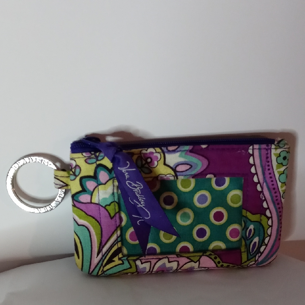 Vera Bradley Purple Floral Change Purse With ID Slot